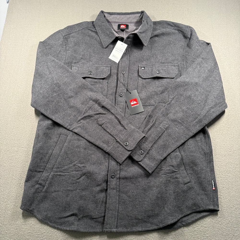 Quiksilver Men Large Anthracite Gray Heavy Twill Shirt Jacket QSM35LW142